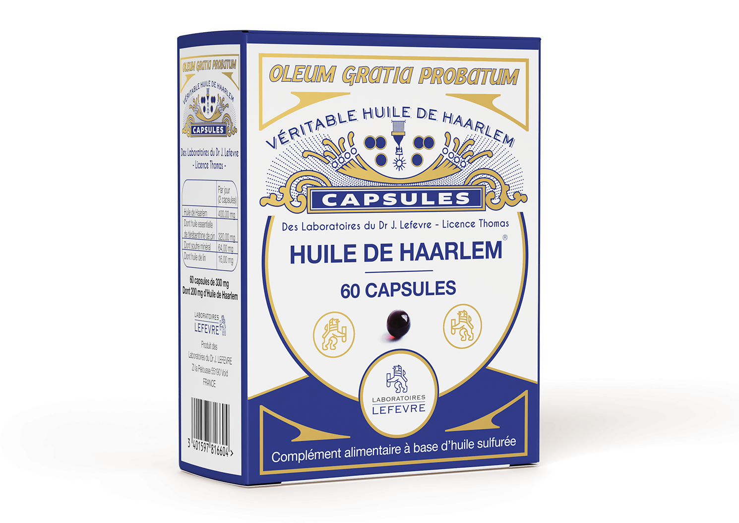 Huile De Haarlem - 60 Capsules Originales - Huile De Haarlem - Huilerie  croix verte